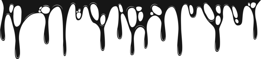 Large dark liquid spill expanding outward with flowing edges.