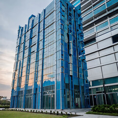 Fototapeta premium Blue Modern Office Building in the world .