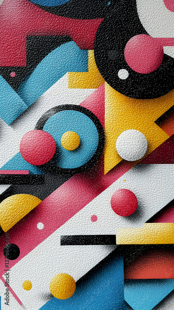 Aufkleber abstract geometric design with overlapping colorful shapes and speckled texture