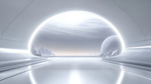 Futuristic White Tunnel to Another World