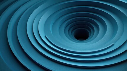 Abstract blue concentric circles create a depth illusion, emphasizing design and texture.