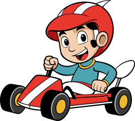 driver kid cartoon vector art