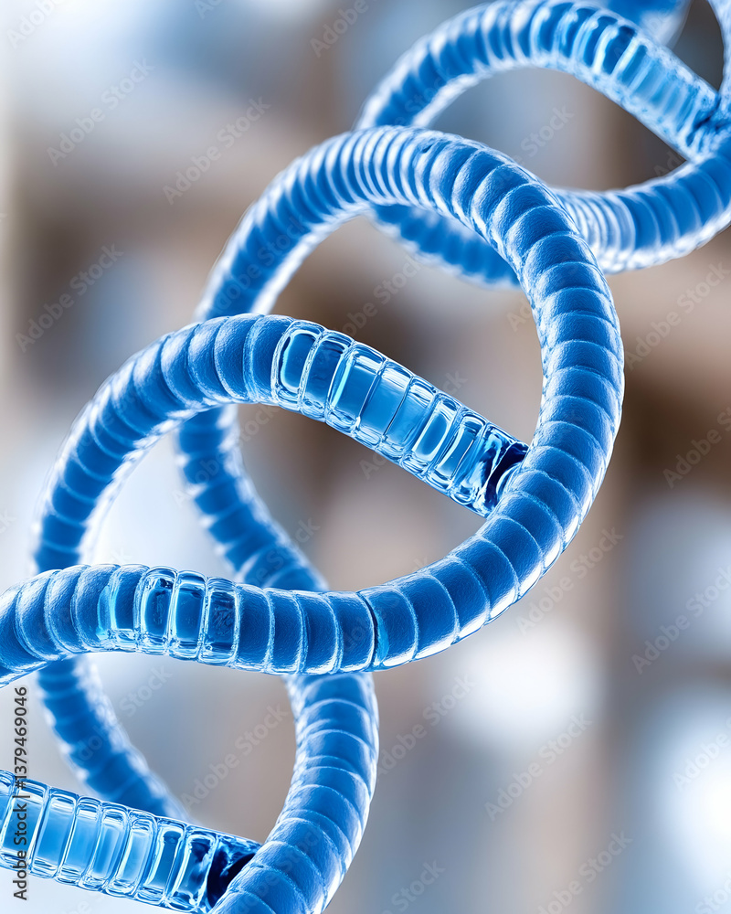 Poster abstract close-up of a translucent, spiraling double helix structure