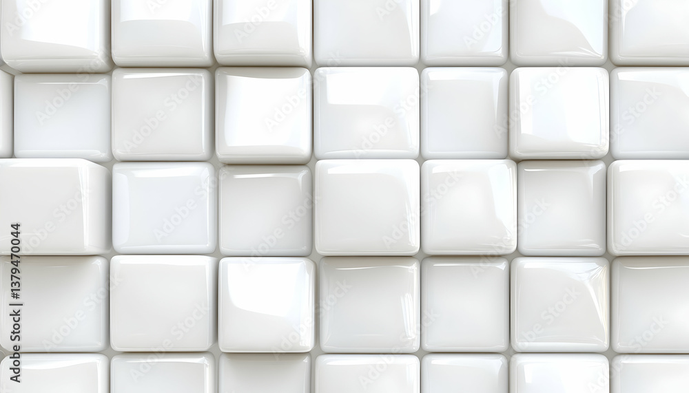Aufkleber abstract white glossy cube grid pattern background