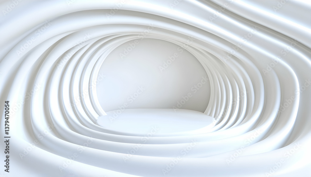 Poster abstract white swirling tunnel with a central empty space