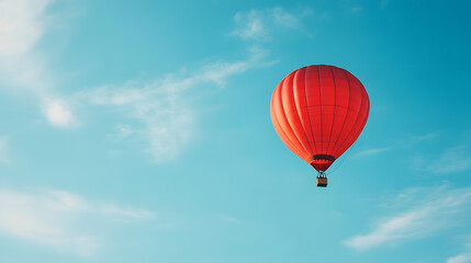 Naklejka premium balloon, air, sky, hot, hot air balloon, flight, colorful, flying, fly, ballooning, basket, adventure, travel, float, fun, transportation, high, red, color, blue, transport, sport, up, summer, balloon