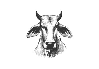 Brahman Cattle hand drawn sketch illustration vector