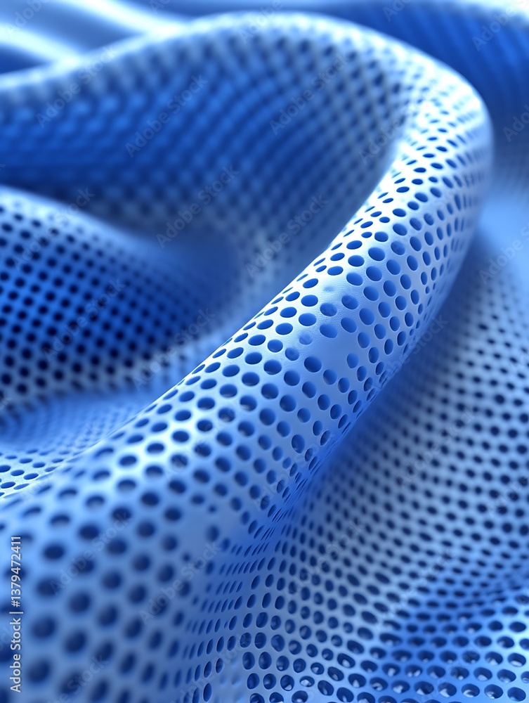 Aufkleber abstract geometric wave in soft blue with subtle perforated dot patterns