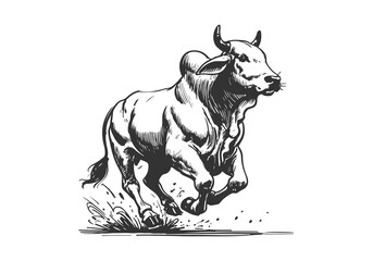 Brahman Cattle hand drawn sketch illustration vector