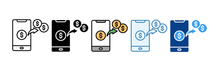 Mobile Banking  Icon Set Multiple Style Collection