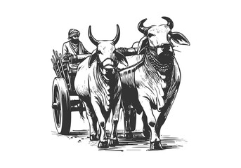 Brahman Cattle hand drawn sketch illustration vector