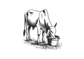 Brahman Cattle hand drawn sketch illustration vector