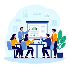 Flat Design Business Office Collaboration Scene