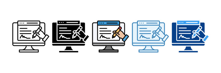 Digital Signature  Icon Set Multiple Style Collection