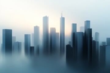 Obraz premium A city skyline with foggy weather