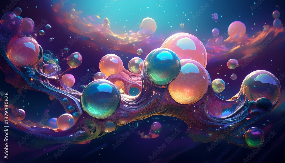 Poster bubbles shape composition. generated image