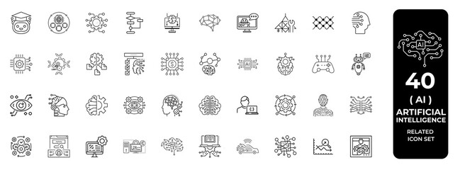 AI, Artificial Intelligence, robots, robotics, Digitalization, digital transformation, technology-related Editable Icons set