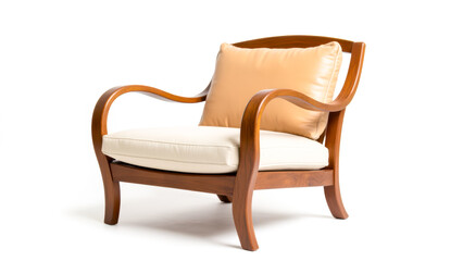 Fototapeta premium Elegant Wooden Chair with Soft Cushion for Stylish Home Decor and Comfortable Seating Experience