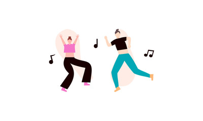 Happy people dancing character illustration