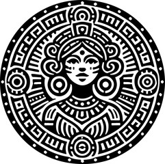 sketch vector illustration silhouette design icon logo symbol tribal rosette mandala style ethnic traditional vintage classic  