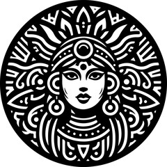 sketch vector illustration silhouette design icon logo symbol tribal rosette mandala style ethnic traditional 