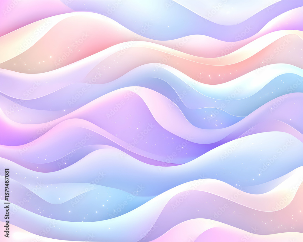 Aufkleber pastel-colored wavy abstract background with soft glow and subtle sparkle