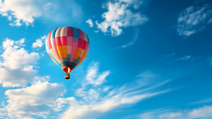 Fototapeta premium balloon, air, sky, hot, hot air balloon, flight, colorful, flying, fly, basket, ballooning, adventure, high, travel, fun, float, transportation, balloons, red, color, blue, sport, clouds, summer, ball