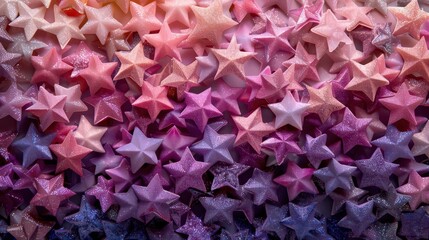 Fototapeta premium A vibrant array of star-shaped decorations in shades of pink and purple.