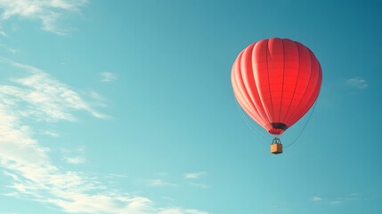 Fototapeta premium balloon, air, sky, hot, hot air balloon, flight, colorful, flying, fly, basket, ballooning, adventure, high, travel, fun, float, transportation, balloons, red, color, blue, sport, clouds, summer, ball