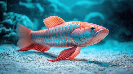 Naklejka premium Colorful fish swimming in aquarium with coral reef background