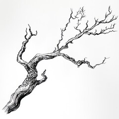 Fototapeta premium A detailed pen and ink drawing of a weathered tree branch