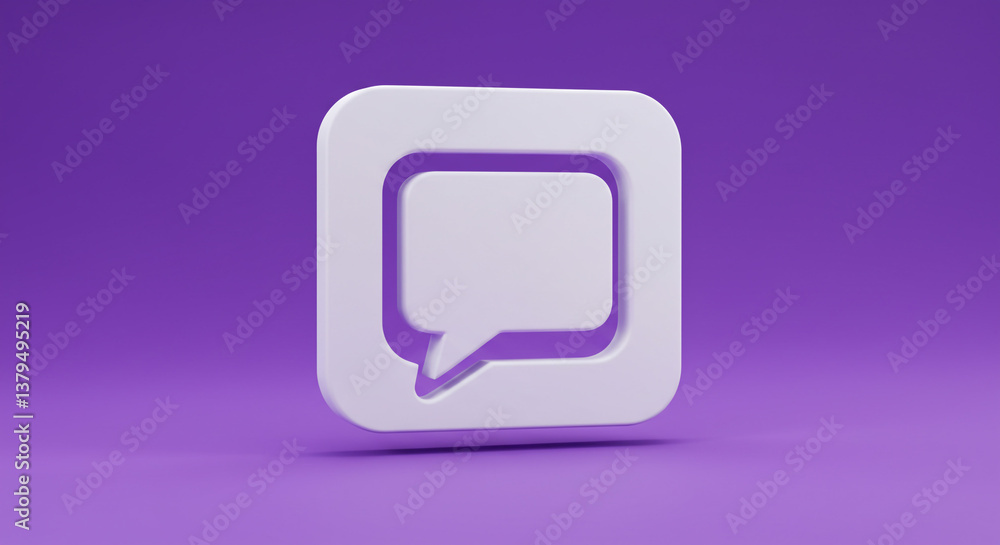 Poster a minimalist white speech bubble icon symbolizing connection and communication, set against a calmin