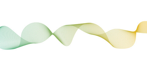 Dynamic minimal smoke blue flow sound line. Abstract glowing white and green blend line smooth flow soundwave curve energy gradient vector futuristic digital outline line science design.	