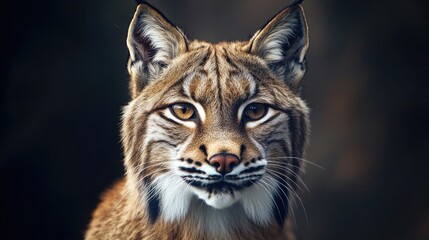 Obraz premium Close Up Portrait of a Majestic Lynx with Intense Eyes Gaze
