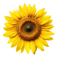 Sunflower Top View on transparent background