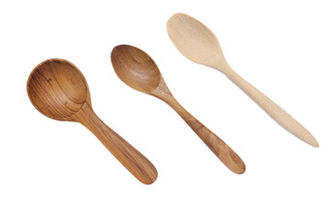 wooden kitchen utensils, spoon isolated 