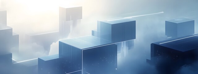 Fototapeta premium background for an information technology company or background with blue triangles,