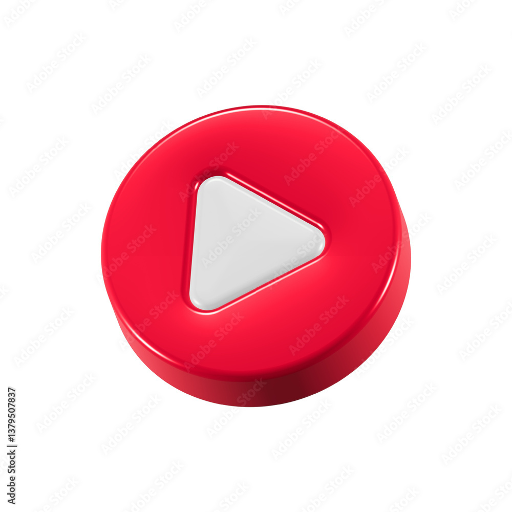 Aufkleber play button 3d rendering icon realistic