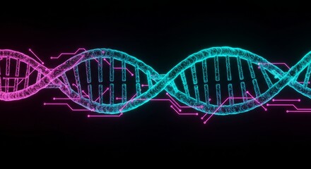 Digital Genetic Helix In Dark Background