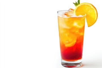 Refreshing Tequila Sunrise Cocktail with Orange Slice and Mint Garnish