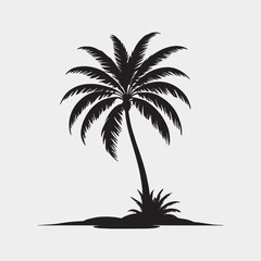 Palm Tree Silhouettes Tropical Island Icons
