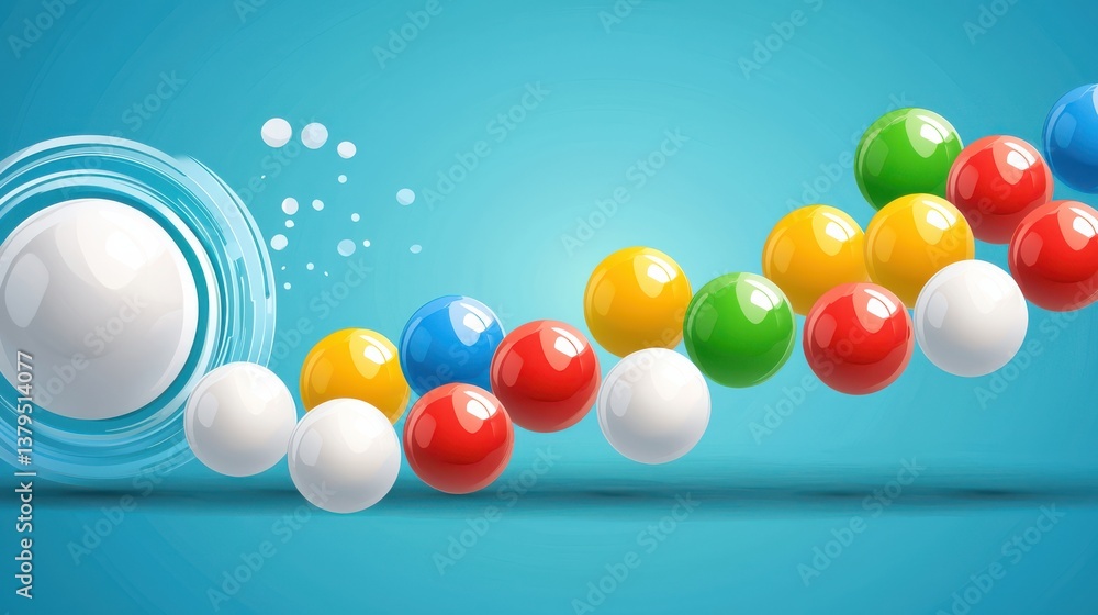 Aufkleber dynamic movement of colorful balls abstract setting digital art minimalist environment vibrant viewp