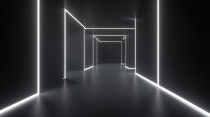Obraz premium Abstract Futuristic Corridor with Neon Lighting