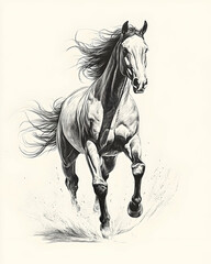 A majestic equine creature galloping freely with flowing mane and tail