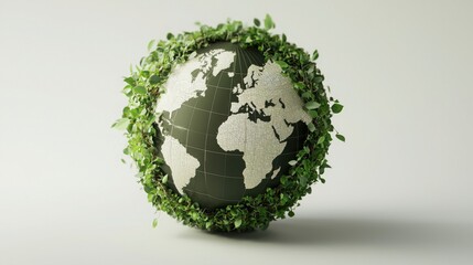 Globe with a green plant growing on it representing environmental sustainability and eco-friendly practices