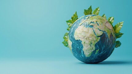 Globe surrounded by green leaves symbolizing eco-friendly business connections and environmental responsibility