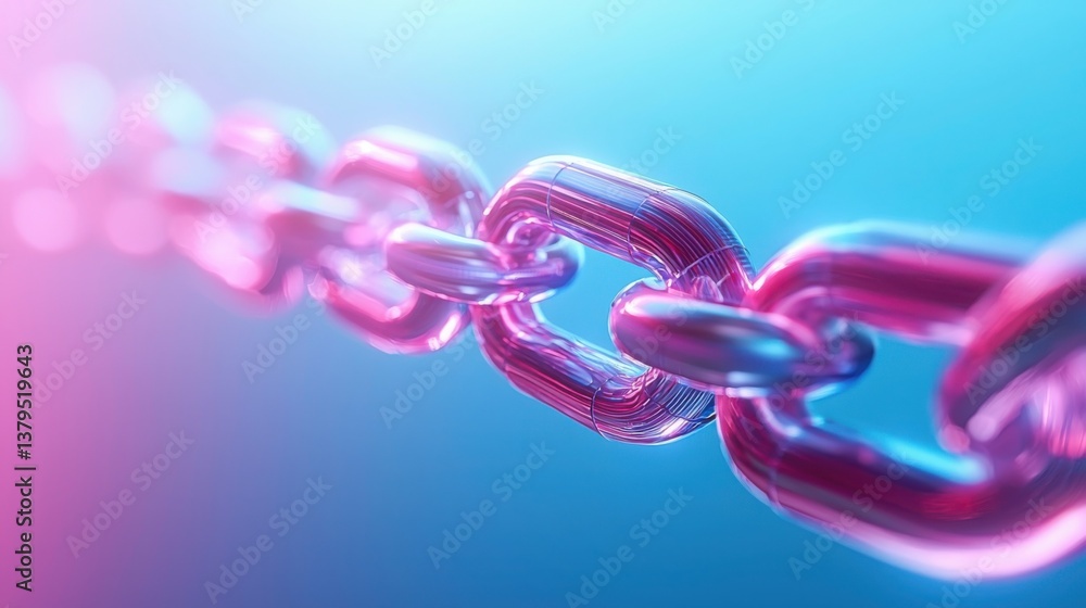 Poster intricate chain representation symbolizing data encryption network in a futuristic and abstract digi