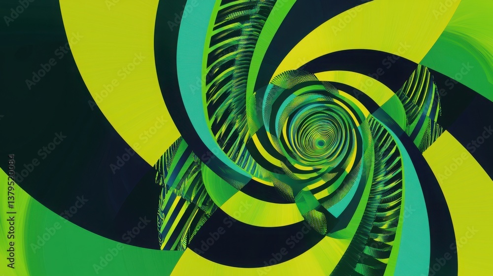 Poster captivating spiral design in abstract digital flow illustrating a mesmerizing fusion of lines and cu