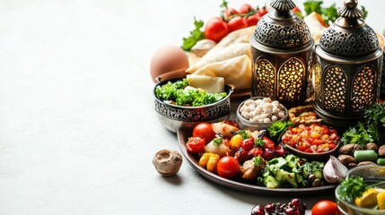 Assorted Middle Eastern Food Display, Festive Table Setting