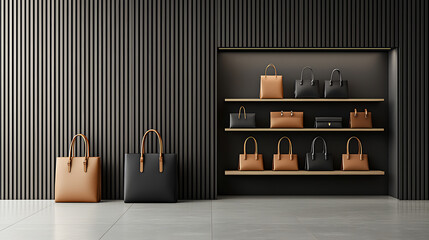 Contemporary fashion display modern retail space product showcase minimalist design indoor environment stylish aesthetics